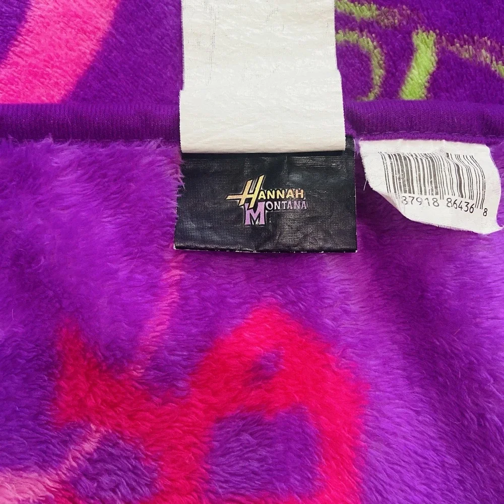 Disney Hannah Montana Guitar Purple Plush Blanket Throw 54 X 59